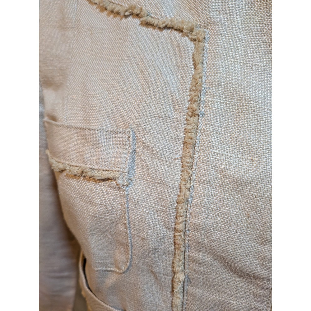 GAP M‎ Beige Flax Frayed Trim Neutral Minimalist Crop Jacket Career Boss Date - Picture 6 of 11